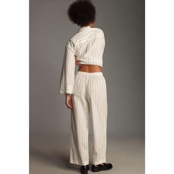 NEW Anthropologie Wren Boxer Pant Small Wide Leg Cream Stripe Lounge Comfort - Picture 3 of 8